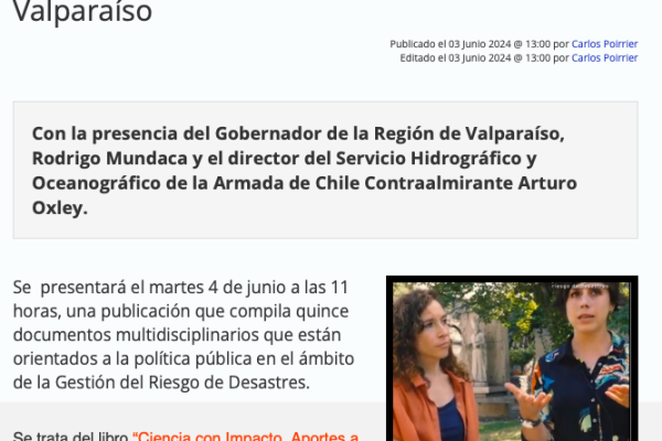 UCVRadio.cl | Libro “Ciencia con Impacto” llega al SHOA en Valparaíso