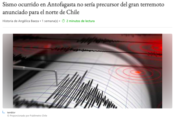 MSN | Sismo ocurrido en Antofagasta no sería precursor del gran terremoto anunciado para el norte de Chile