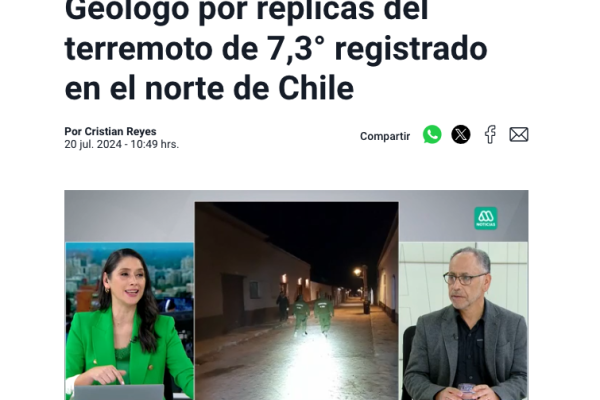 Meganoticias | “No es un enjambre sísmico”: Geólogo por réplicas del terremoto de 7,3° registrado en el norte de Chile