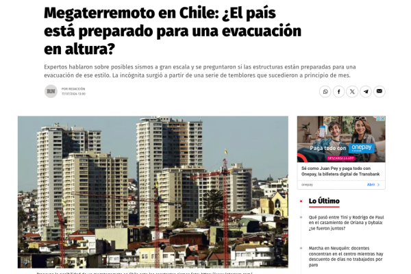 Río Negro | Megaterremoto en Chile: ¿El país está preparado para una evacuación en altura?
