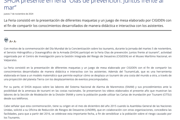 ARMADA | SHOA presente en feria “Olas de prevención: Juntos frente al mar”