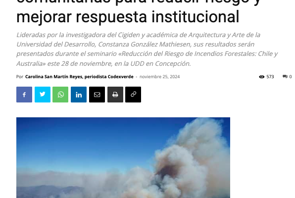 CodexVerde | Investigaciones sobre incendios revelan la importancia de redes comunitarias para reducir riesgo y mejorar respuesta institucional