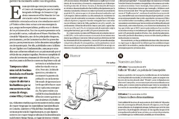 El Mercurio de Valparaíso (Editorial) | El olvido del riesgo de un tsunami