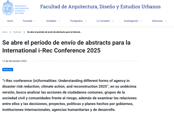 FADEU UC | Se abre el período de envío de abstracts para la International i-Rec Conference 2025