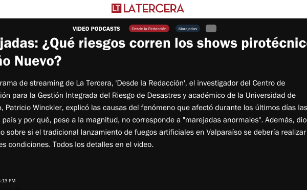 La Tercera | Marejadas: ¿Qué riesgos corren los shows pirotécnicos de Año Nuevo?