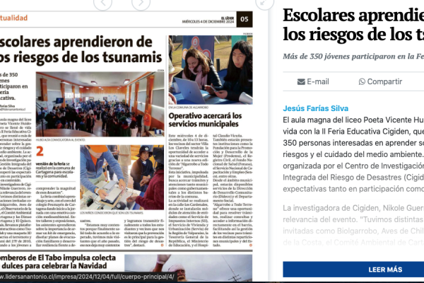 El Líder de San Antonio | Escolares aprendieron de los riesgos de los tsunamis
