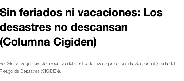 RNE | Sin feriados ni vacaciones: Los desastres no descansan (Columna Cigiden)