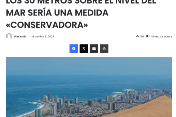 Vilas Radio | ESTUDIO PROPONE CAMBIAR EL LÍMITE DE SEGURIDAD EN CASO DE TSUNAMI: LOS 30 METROS SOBRE EL NIVEL DEL MAR SERÍA UNA MEDIDA «CONSERVADORA»