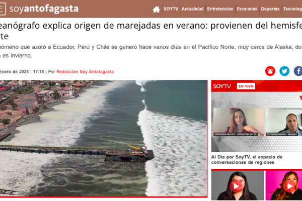 Soy Antofagasta | Oceanógrafo explica origen de marejadas en verano: provienen del hemisferio norte