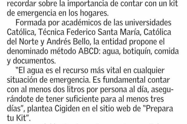 El Mercurio | “Prepara tu Kit”, la iniciativa que impulsan cuatro universidades