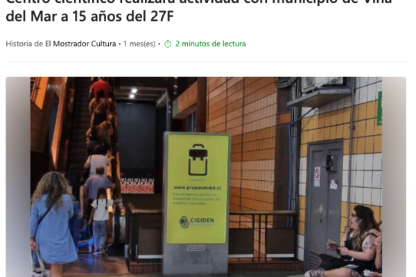 MSN | Centro científico realizará actividad con municipio de Viña del Mar a 15 años del 27F