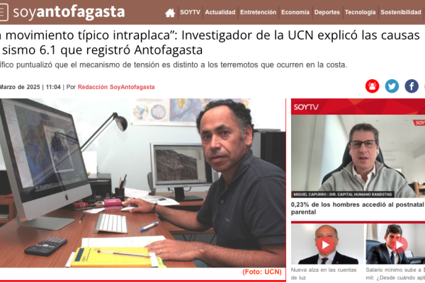 Soy Antofagasta | “Un movimiento típico intraplaca”: Investigador de la UCN explicó las causas del sismo 6.1 que registró Antofagasta