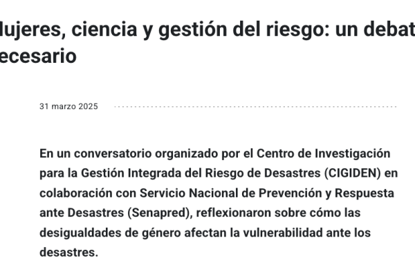UC | Mujeres, ciencia y gestión del riesgo: un debate necesario