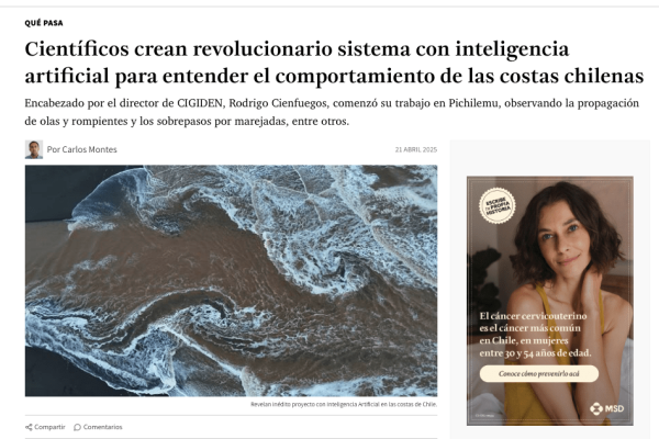 La Tercera | Científicos crean revolucionario sistema con inteligencia artificial para entender el comportamiento de las costas chilenas