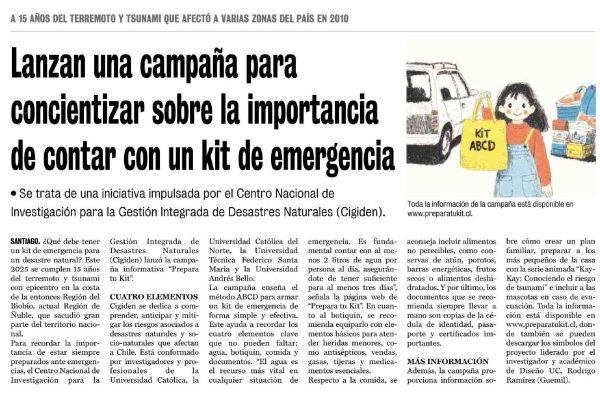 La Prensa de Curicó | Lanzan una campaña para concientizar sobre la importancia de contar con un kit de emergencia