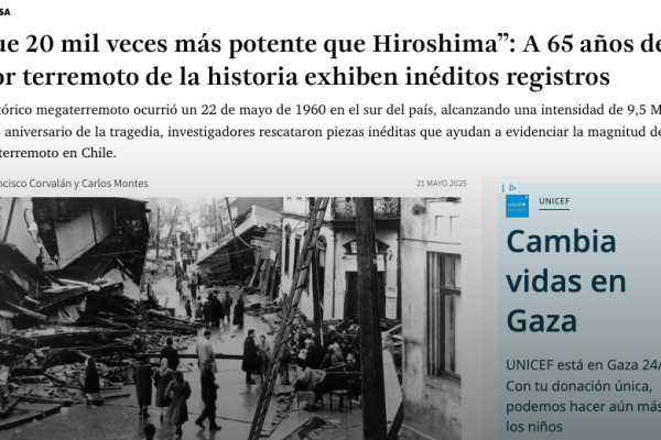 La Tercera | “Fue 20 mil veces más potente que Hiroshima”: A 65 años del peor terremoto de la historia exhiben inéditos registros