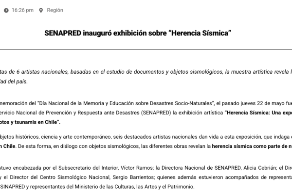 SENAPRED | SENAPRED inauguró exhibición sobre “Herencia Sísmica”