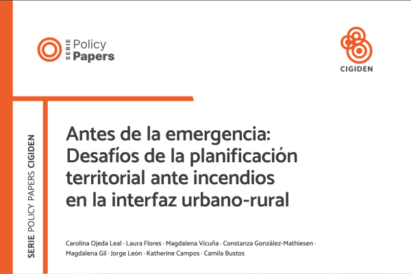 Nuevo Policy Paper de Cigiden promueve una gestión del riesgo de incendios forestales integrada, prospectiva y centrada en los territorios.